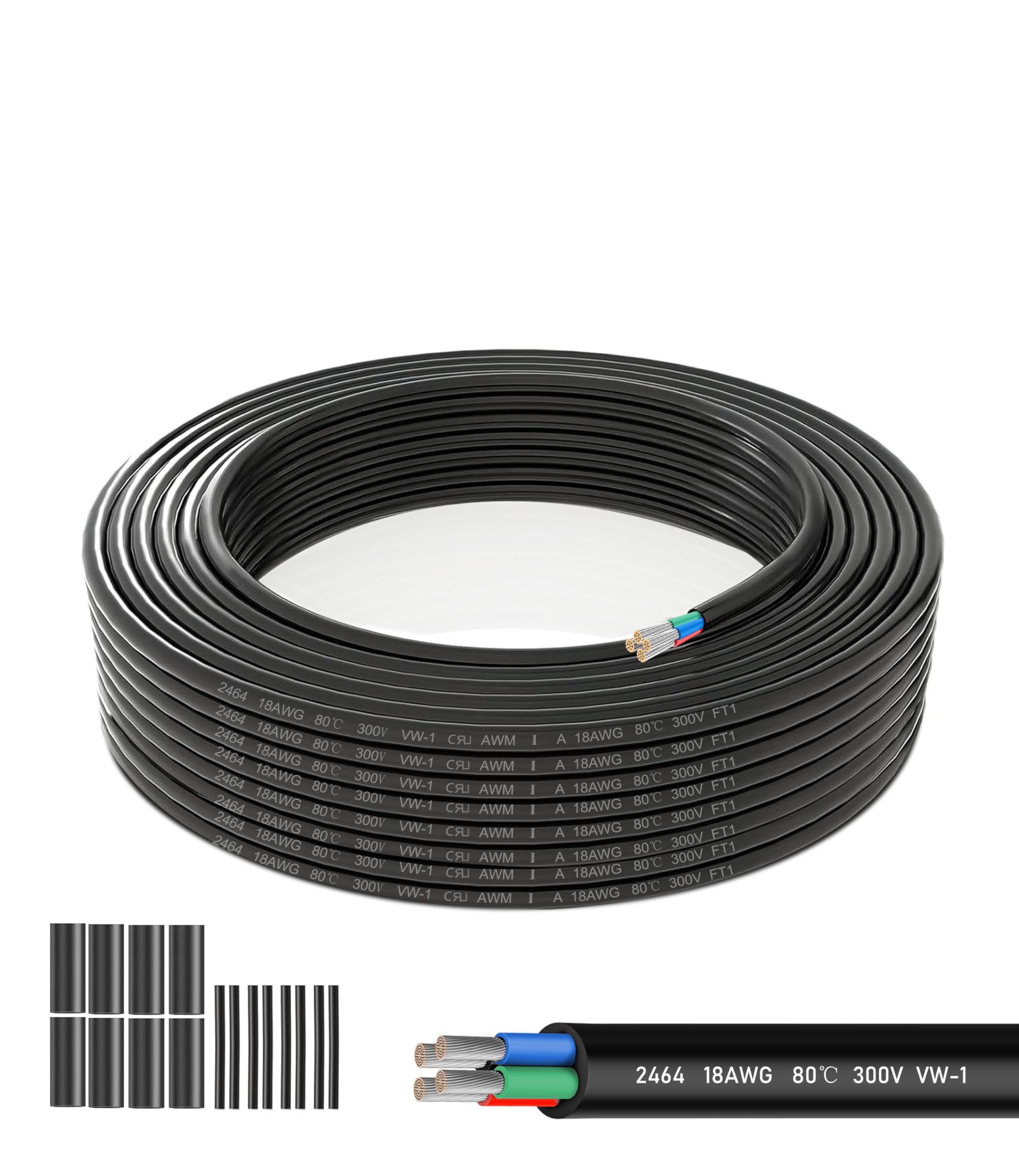 18/4 AWG Electrical Wire | 4x0.75mm² Stranded Copper Conductors 25M/82.02FT | 12V/24V/240V Automotive Grade Cable | Flexible UV-Resistant for LED Transformers, Boat Systems