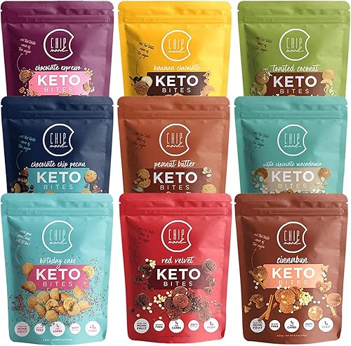 ChipMonk Bocadillos de galletas keto Snacks keto con cero o bajas en carbohidratos, galletas keto sin gluten, nutritivas, altas en grasas,