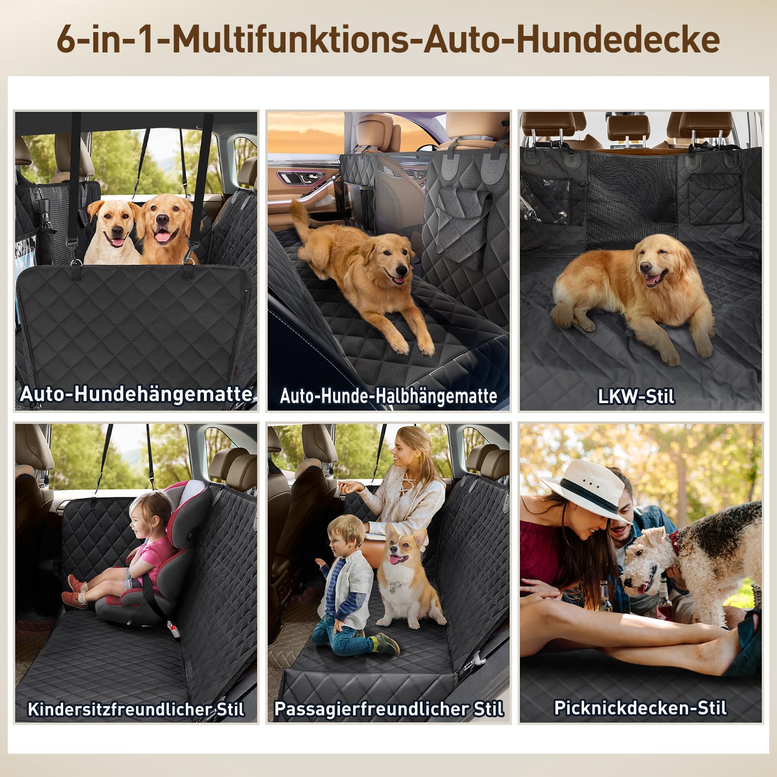 Gimars Hundedecke Auto Rückbank, 157x137cm Große Verdickte Kratzfest Wasserdicht Hunde Autositz Rückbank, Universal Hundedecke Auto Mit Abnehmbarer Vorderer Abdeckung Und Sichtfenster Für PKW LKW SUV
