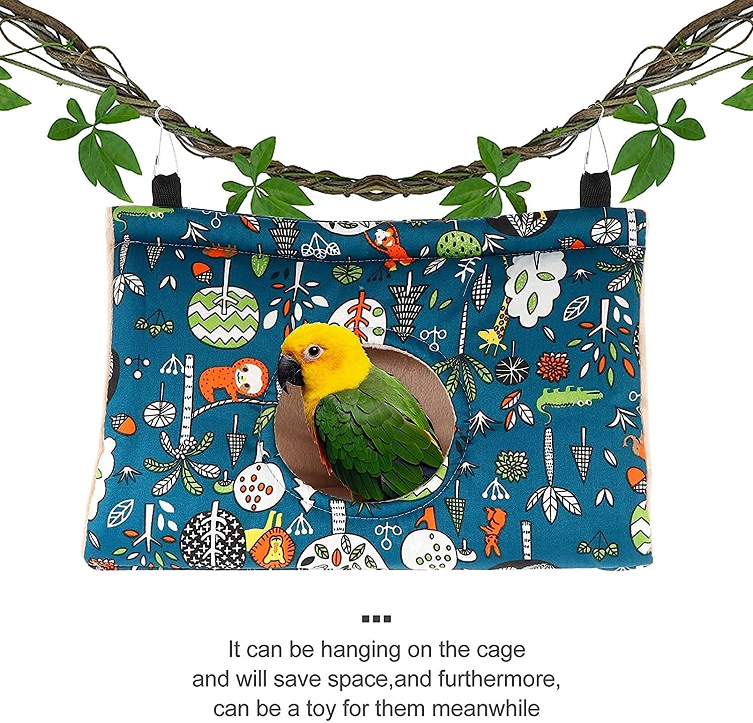 Nid Oiseau Cage Oiseau Perroquet Hamac Hiver Chaud Coton Nid Maison Lit Hamac Cage Suspendue Triangle Perroquet Hamac Reste Nid 916(Color:Blue;Size:25X17cm)