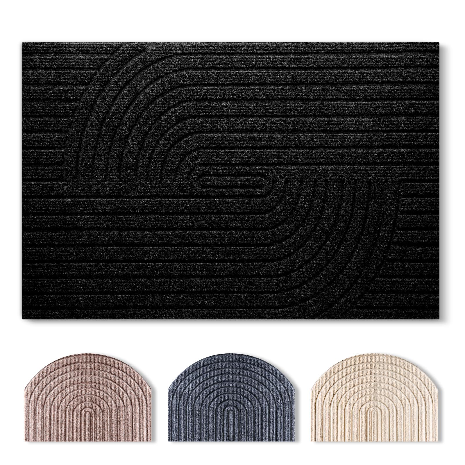 Tuocal Fußmatte 40x60cm, rutschfeste Maschinenwaschbare Schmutzfangmatte, Teppich Wohnzimmer Innen und Außen Türmatte, Wasserdicht Fussmatte für Eingang, Flur, Haustür