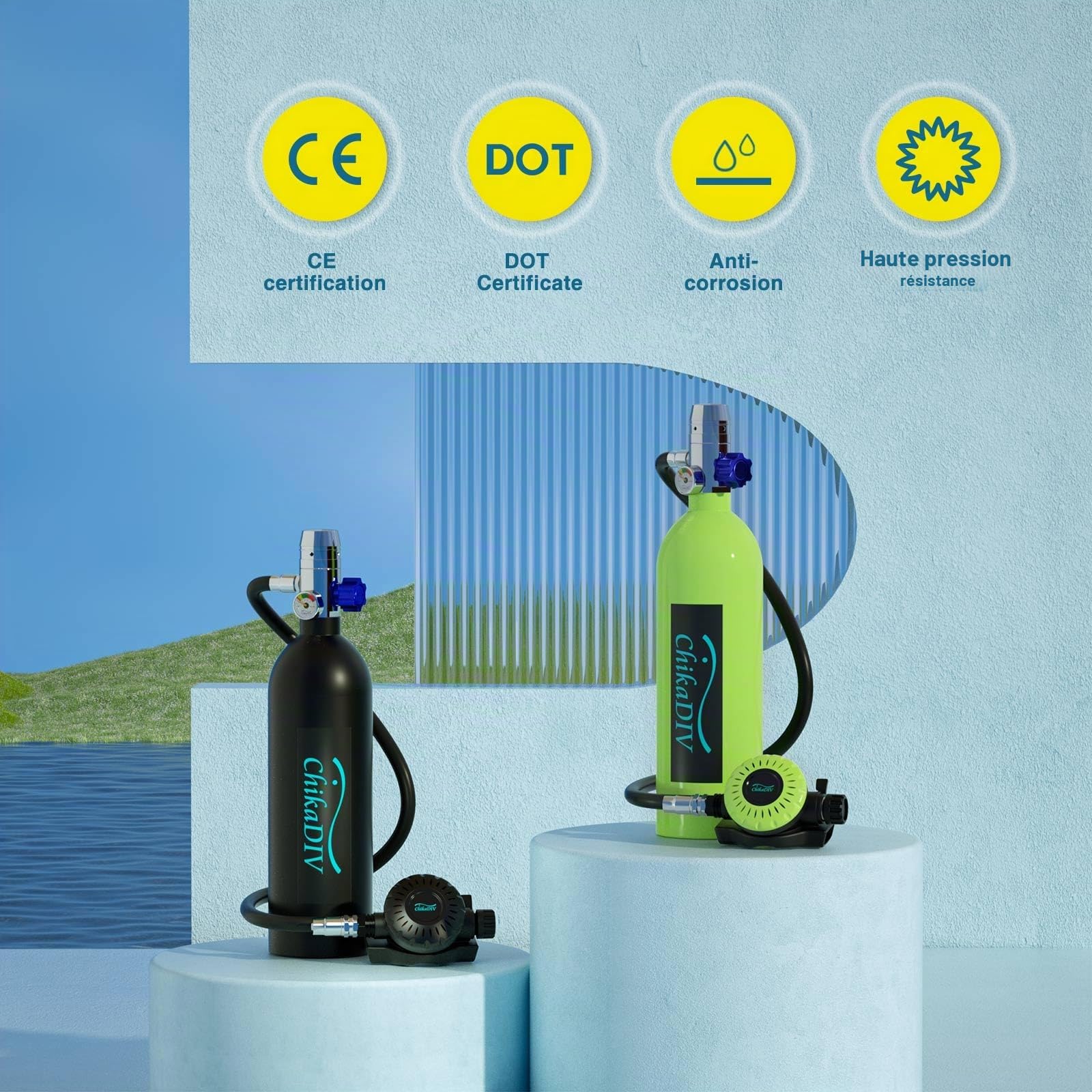 C400 Mini Bouteille de Plongee 15-20 Minutes Petite Bouteille d Oxygène Plongee Respirateur Oxygene Plongee sous Marine Equipement Bouteille d'eau Recycleur Plongée