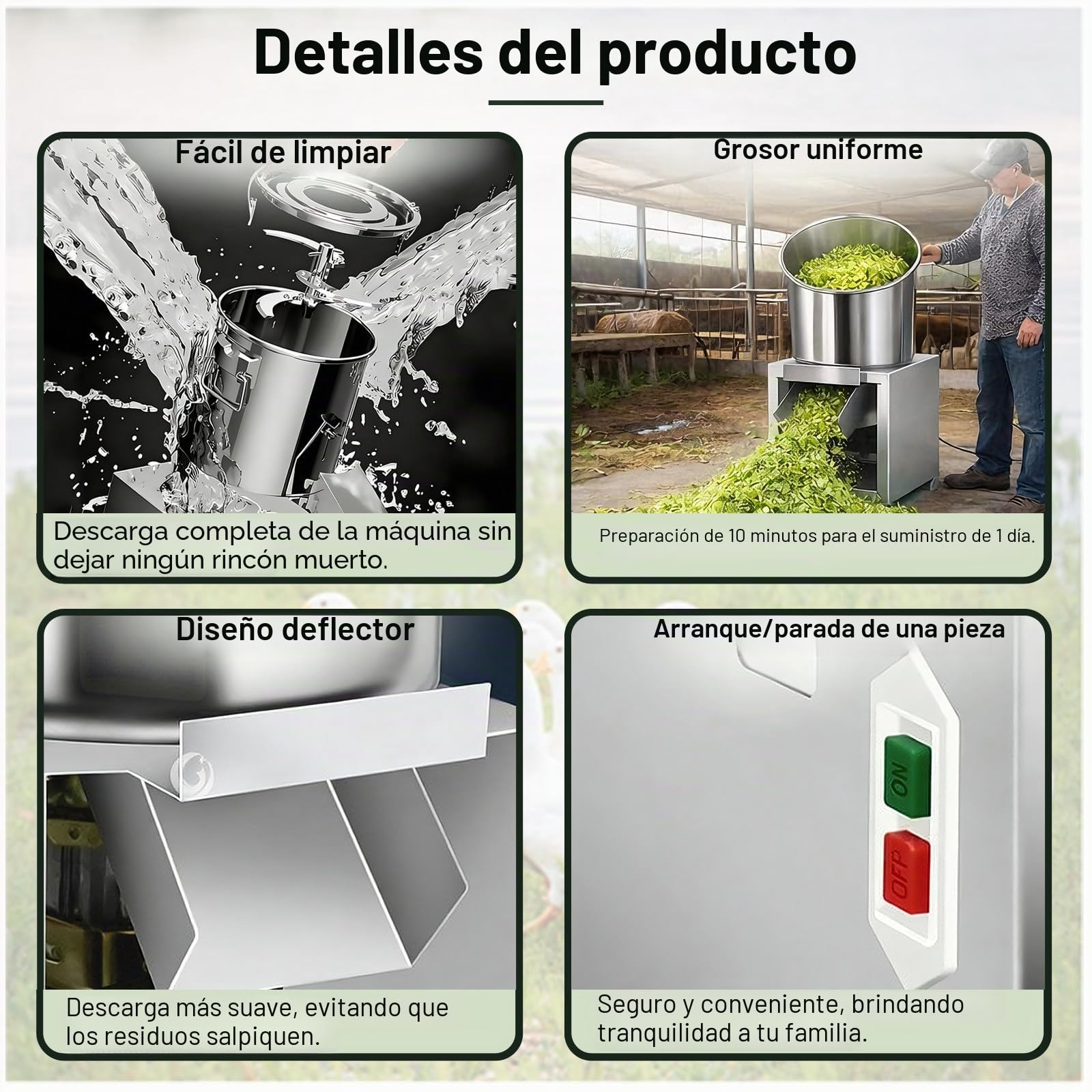 Trituradora Cría, Procesador Piensos for Aves Corral con 4 Cuchillas, 3500RPM,Picadora Verduras Acero Inoxidable,Puerto Alimentación Grande para Pastos Y Alimento De Ganado 1800W