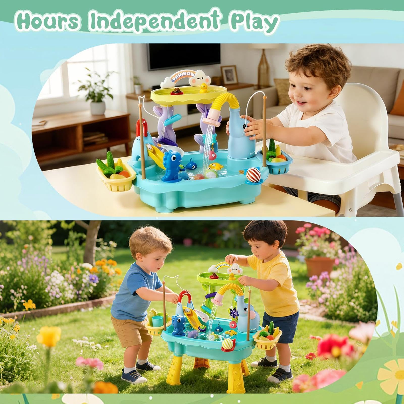 Kinderwassertisch - Sommerspielzeug - Sensorisches Aktivitätsspielset für Kinder,Für Und Mädchen Garten Hinterhof Terrasse Camping Kita Zuhause Badezimmer Spielzimmer Urlaub Geburtstag