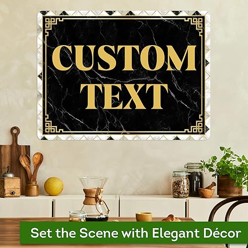 Miniatura 921 de My Sign Center - Letrero personalizado, 11 colores de fuente, 13 estilos de fuente, 4 opciones de agujero, 22 tamaños, 8 x 32 pulgadas, sin óxido,