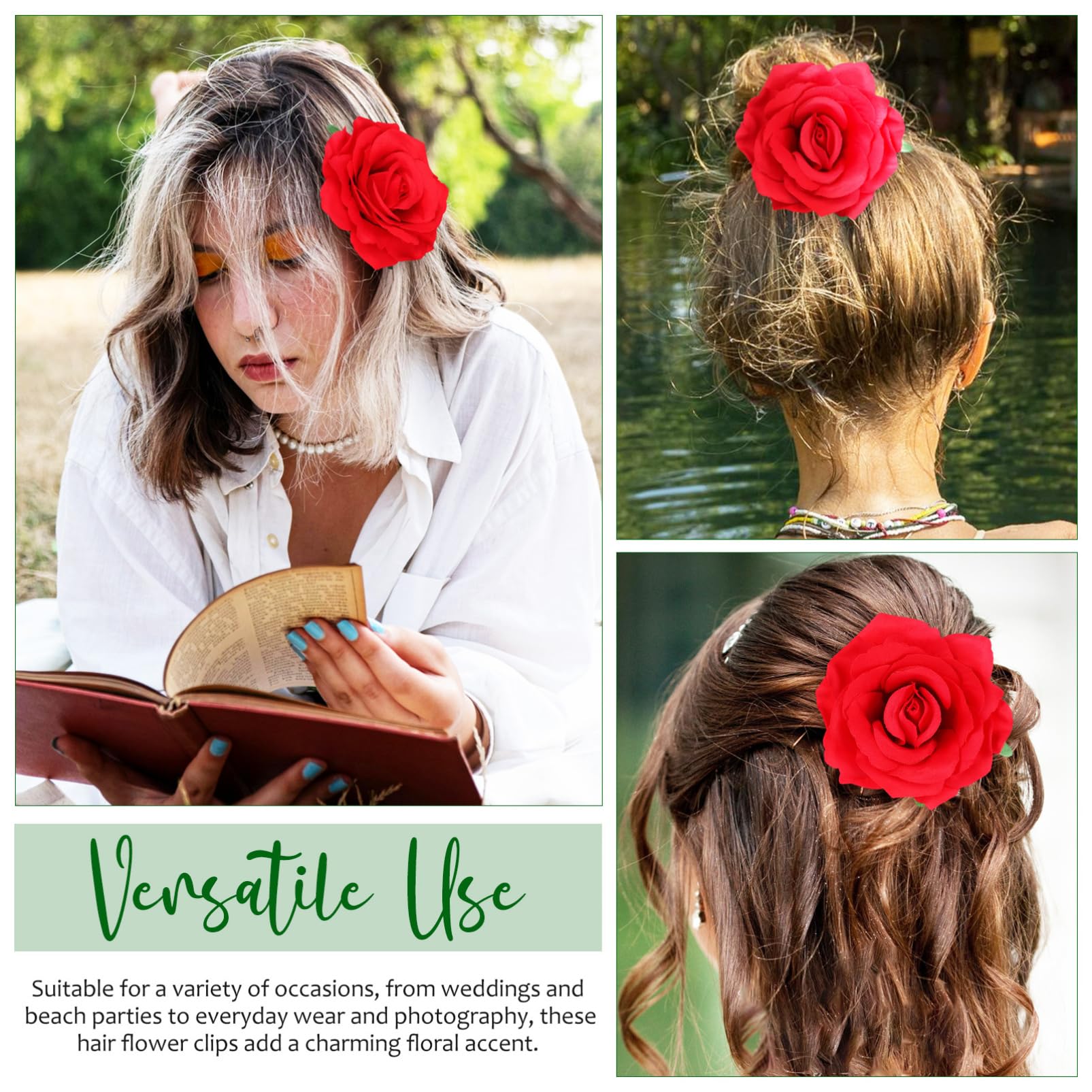 Didiseaon 12pezzi Fermagli per Capelli Forma di Rosa Fermagli per Capelli Forma di Fiore Floreali per Donna da Sposa Copricapo Floreale Fiori Realistici