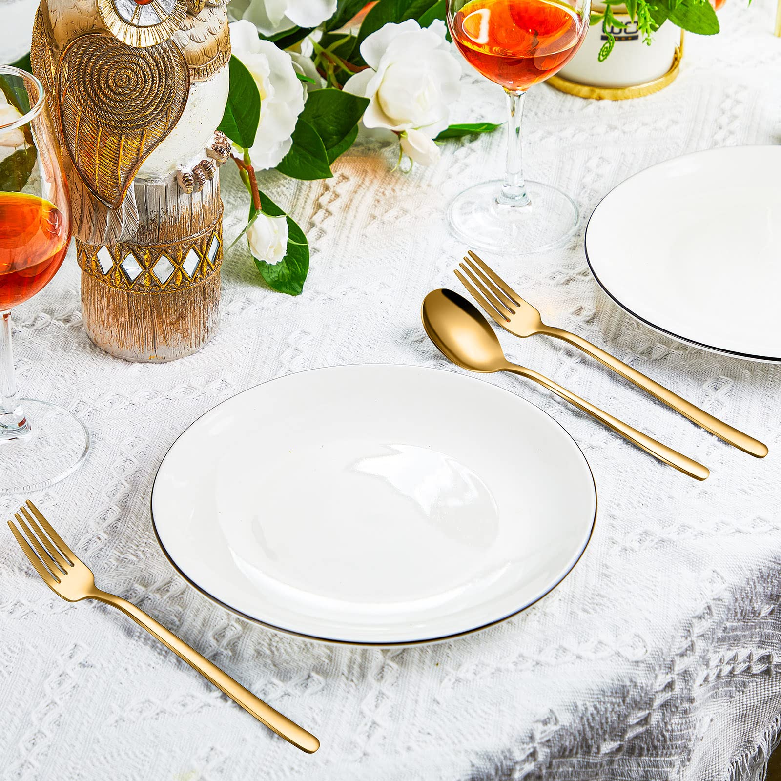 48 Pcs Gold Forks and Spoons Set for 24, Stainless Steel Flatware Cutlery — Amazon image 5