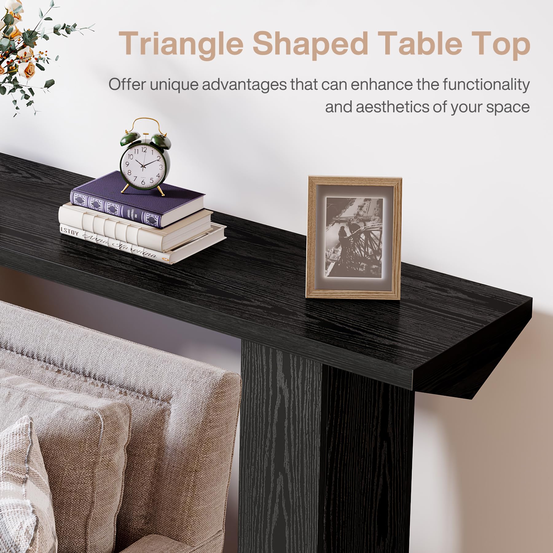 Tribesigns Mesa Consola para Pasillo, Consola recibidor de 160 cm en Color Negro, Mesa de sofá de Madera para Entrada, salón, detrás del sofá, Pasillo, recibidor, vestíbulo.