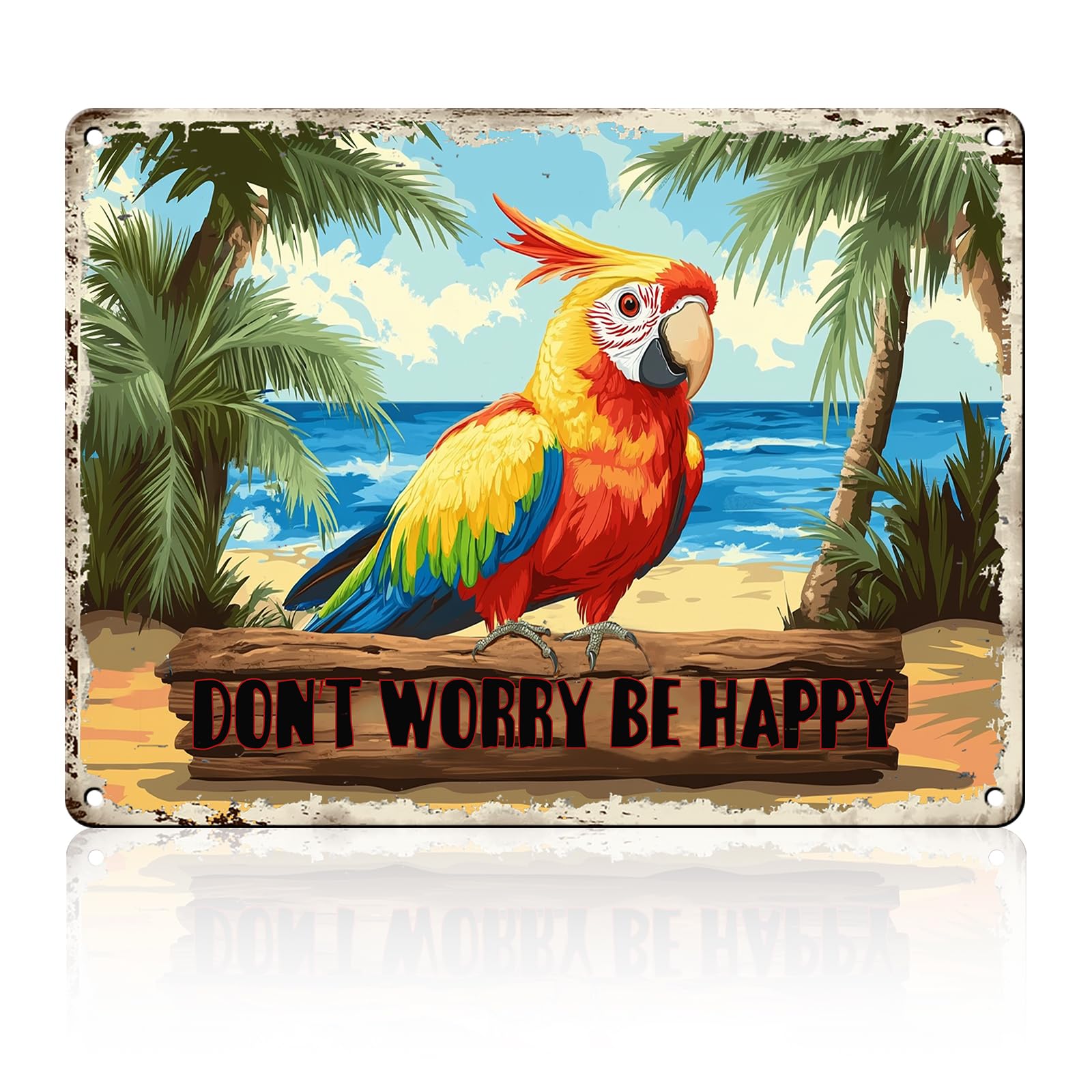 Anceky Funny Metal Tin Signs Don't Worry Be Happy Vintage Metal Sign Retro Wall Decor for Home Bar Pub Cafe Garage Man Cave Garden Yard 12×16 Inch