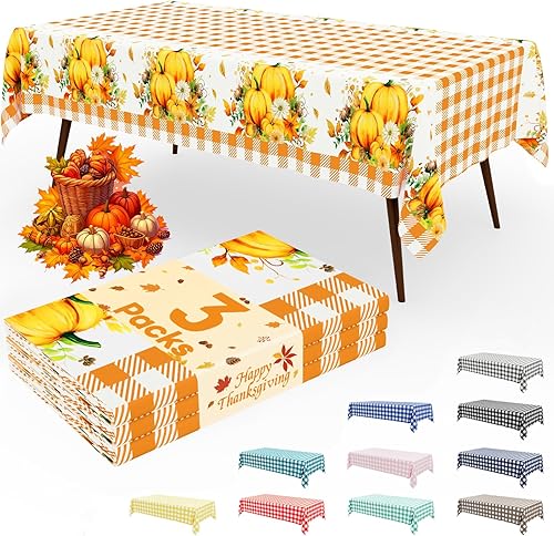 Vista 210 de Smiry Paquete de 10 Manteles Desechables de Cuadros Vichy Azules - 54" x 108" Mantel de Plástico de Servicio Pesado, Cubiertas de Mesa Impermeables