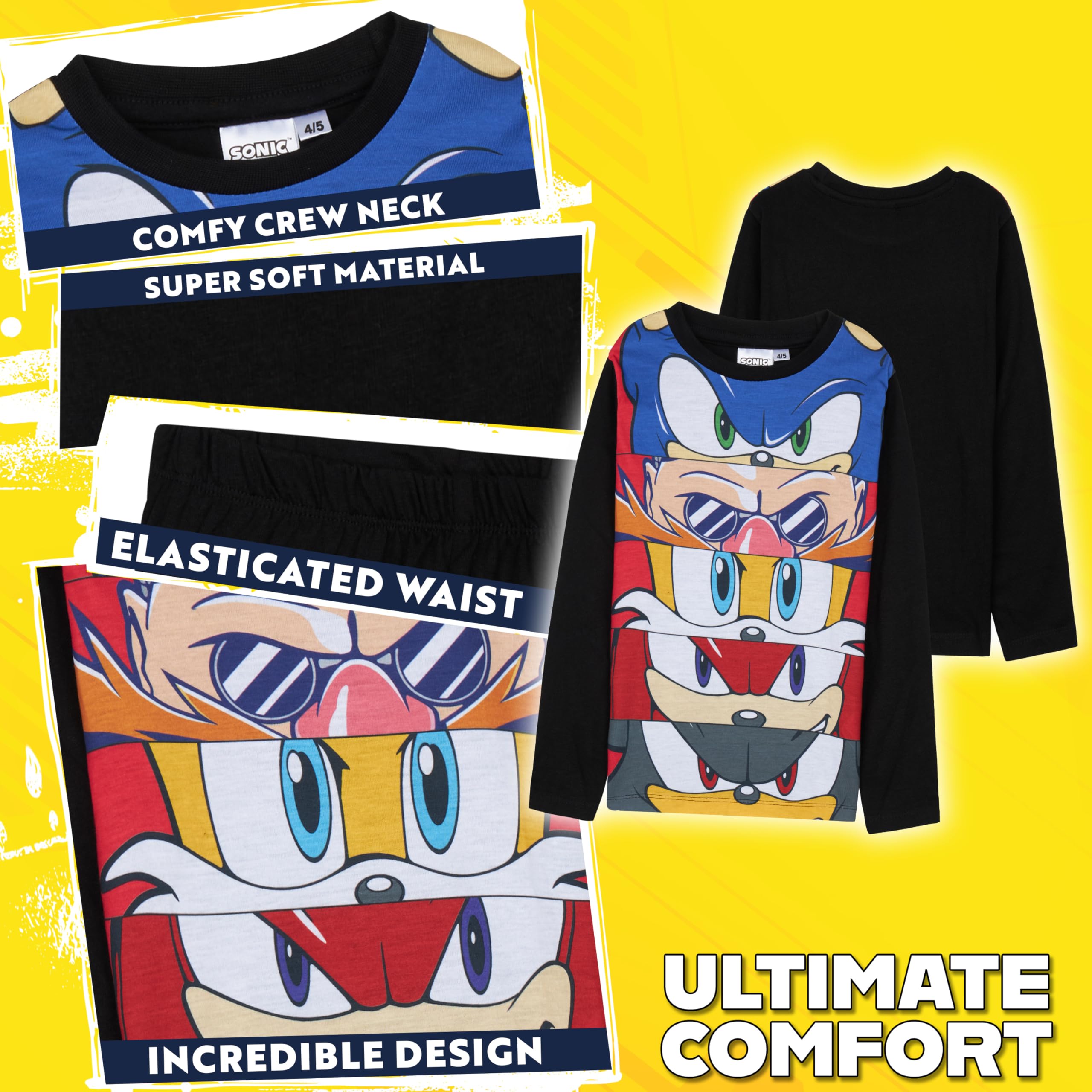 Get Trend Sonic The Hedgehog Pigiama Bambino, Set Lungo Pigiami Bambini con T-Shirt e Pantaloni, Abbigliamento da Casa, Regalo Ragazzo