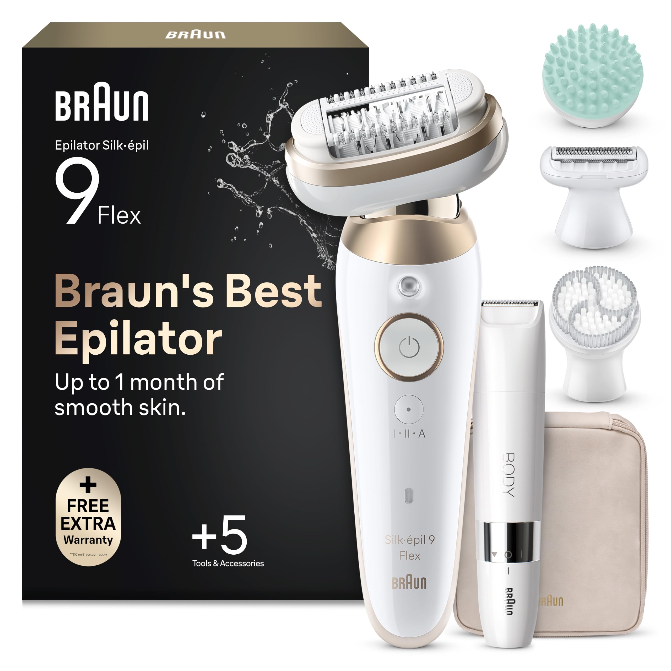 Braun Silk-Épil 9 Flex Epilatore Elettrico Donna, Accessori, 9-481 3d Oro