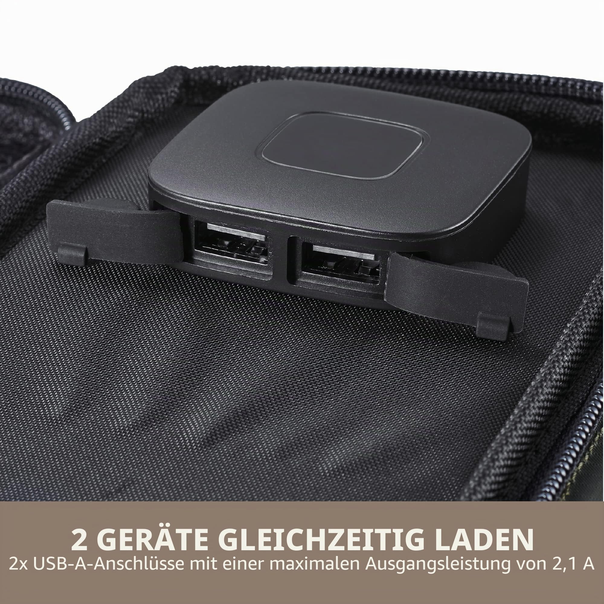 ELECOM NESTOUT Tragbares Solarmodul, Dual-USB-A-Ports, 28 W Stromerzeugungs-Ladegerät für Handy, Camping, strapazierfähiges, wasserabweisendes Ripstop-Nylon, faltbar, leicht, verstellbare Ständer (4