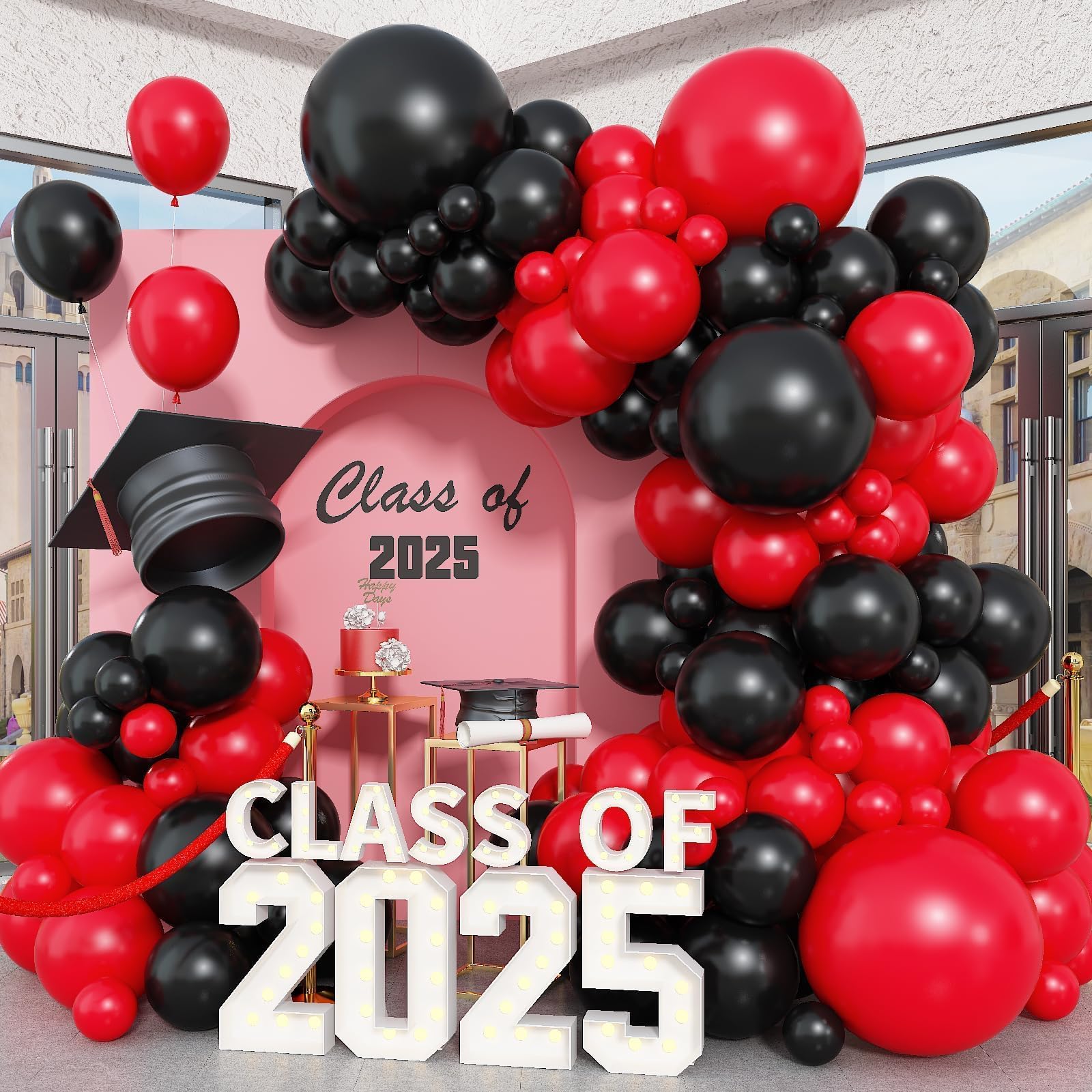 Luftballon Girlande Rot Schwarz, 100 Stück Schwarz Rot Ballon Girlande mit Rot Schwarz Luftballons für Schwarz Rot Themenparty Dekoration, Geburtstag Hochzeit Valentinstag Jubiläum Babyparty Deko