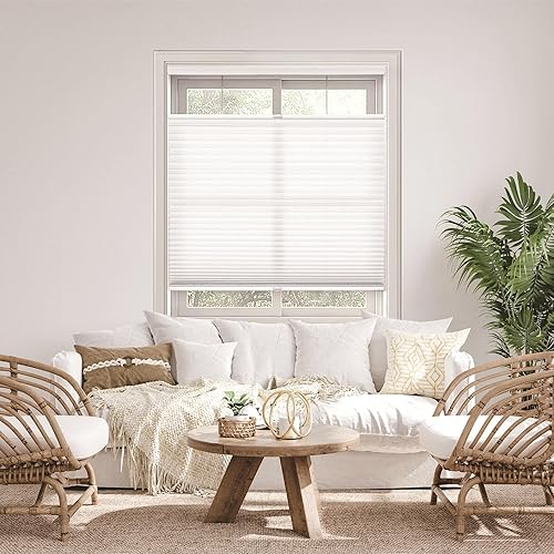 DEZ FURNISHINGS Cordless 1.5" Light Filtering Top Down Bottom Up Cellular Shade,