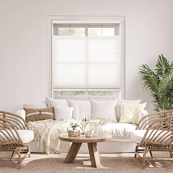 DEZ FURNISHINGS Cordless 1.5" Light Filtering Top Down Bottom Up Cellular Shade, 18" W x 64" H, White