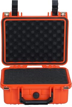 MEIJIA IP67 Waterproof Hard Protective Case,Compact Hard Camera Case,Small Hard Case with Customizable Foam, Fit Use of Drones,Camera,Lens (Orange, 10.62 x9.68x4.87inches)