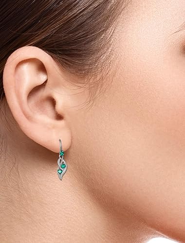 Miniatura 2 de Tienda Collection Pendientes colgantes de plata de ley con piedras preciosas y zafiro blanco