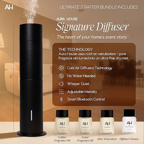 Vista 2 de Aura House Ultimate - Difusor inteligente Bluetooth de aire frío con aceites aromáticos, limpiador y neutralizador, sistema completo y sin esfuerzo
