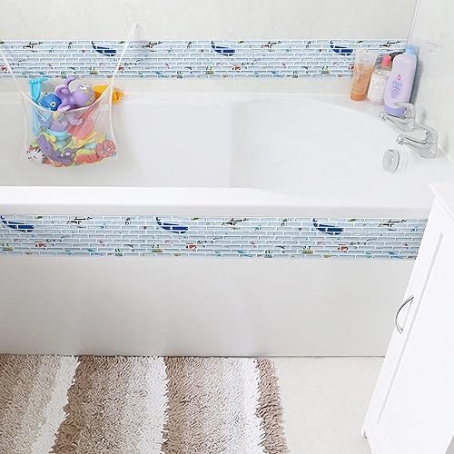 Miniatura 7 de Beaustile - Adhesivos decorativos para azulejos autoadhesivos, lámina ignífuga para loseta en muro (5.28 x 14.8 pulgadas) (2, mundo marino)