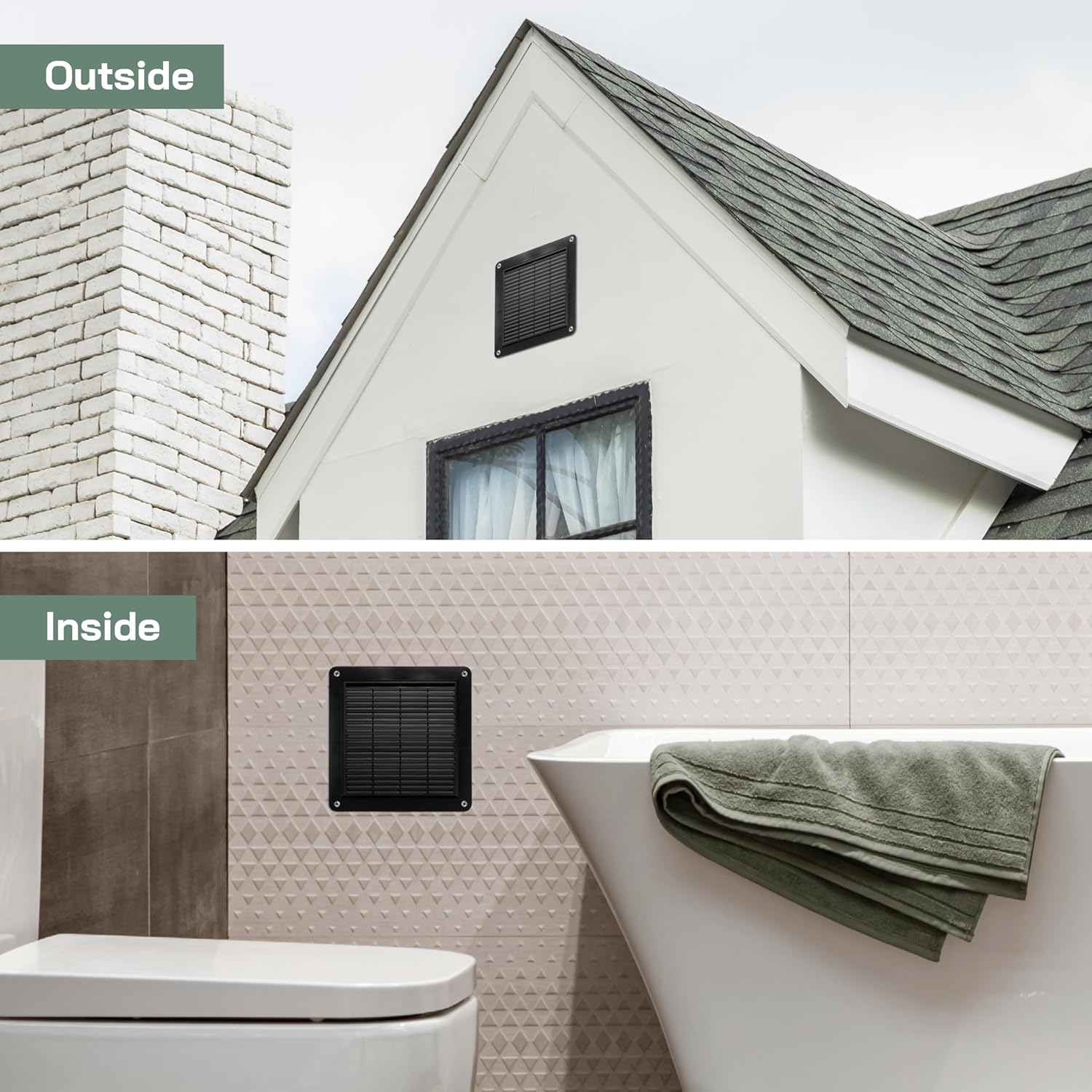 Vent Systems 10インチx10インチ - エアベントカバー 2個パック - ブラック - エアベントルーバー - グリル