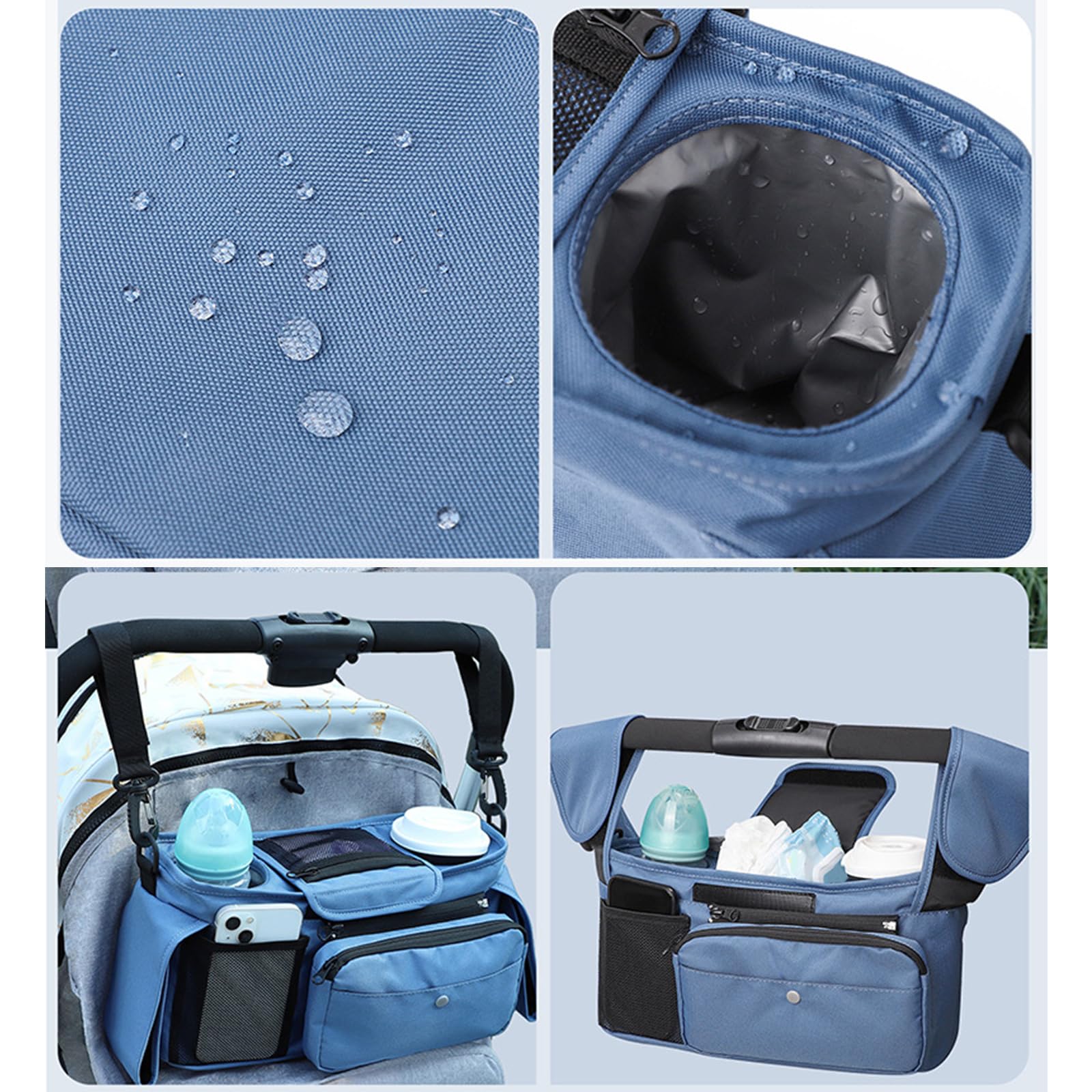 Borsa per carrozzina per bambini, organizer per passeggini, tasche staccabili per telefono, tracolla multifunzione per passeggini e organizzatori Hangi