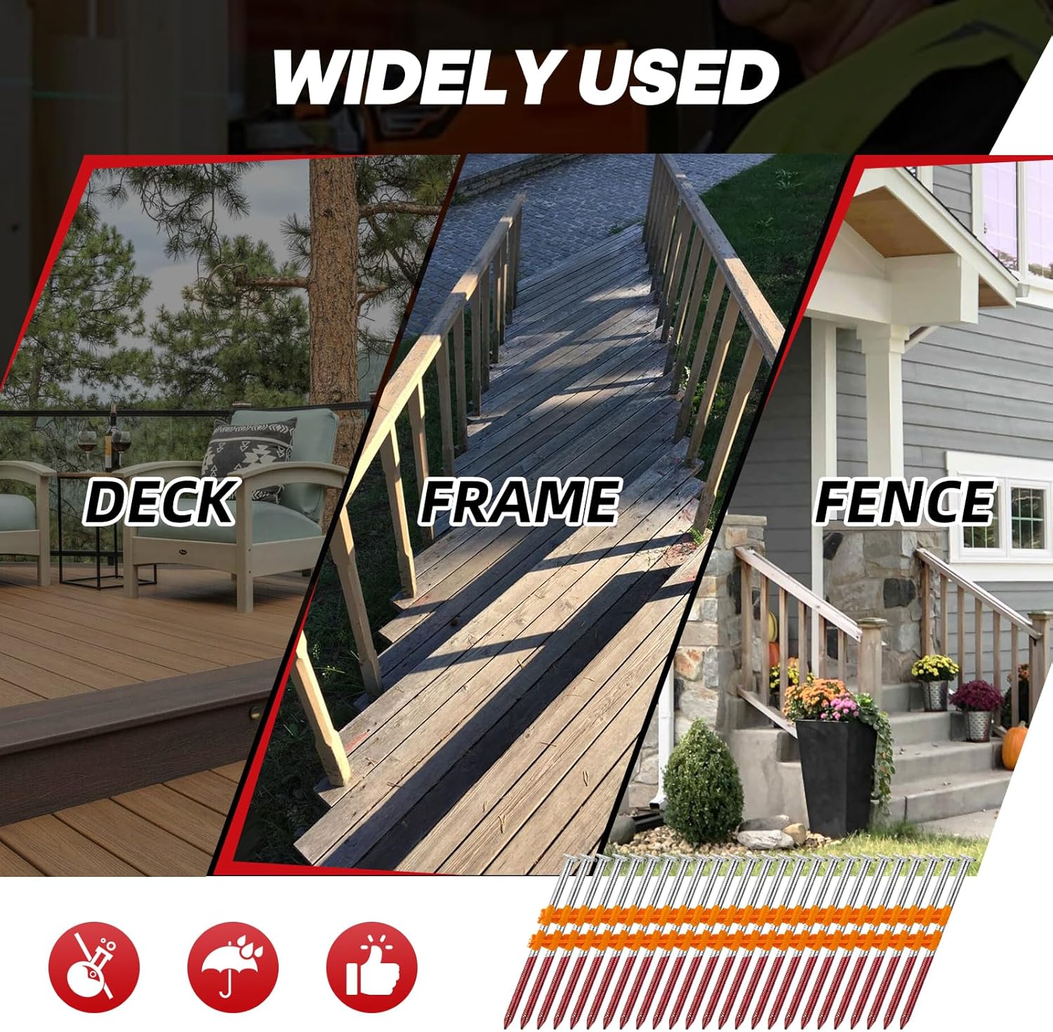 2000 Count 21 Degree Framing Nails, 2" x 0.113" Full Round Head, Ring Shank, Hot Dipped Galvanized, Plastic Collated Nails for 21° Round Head Framing Nail Guns
