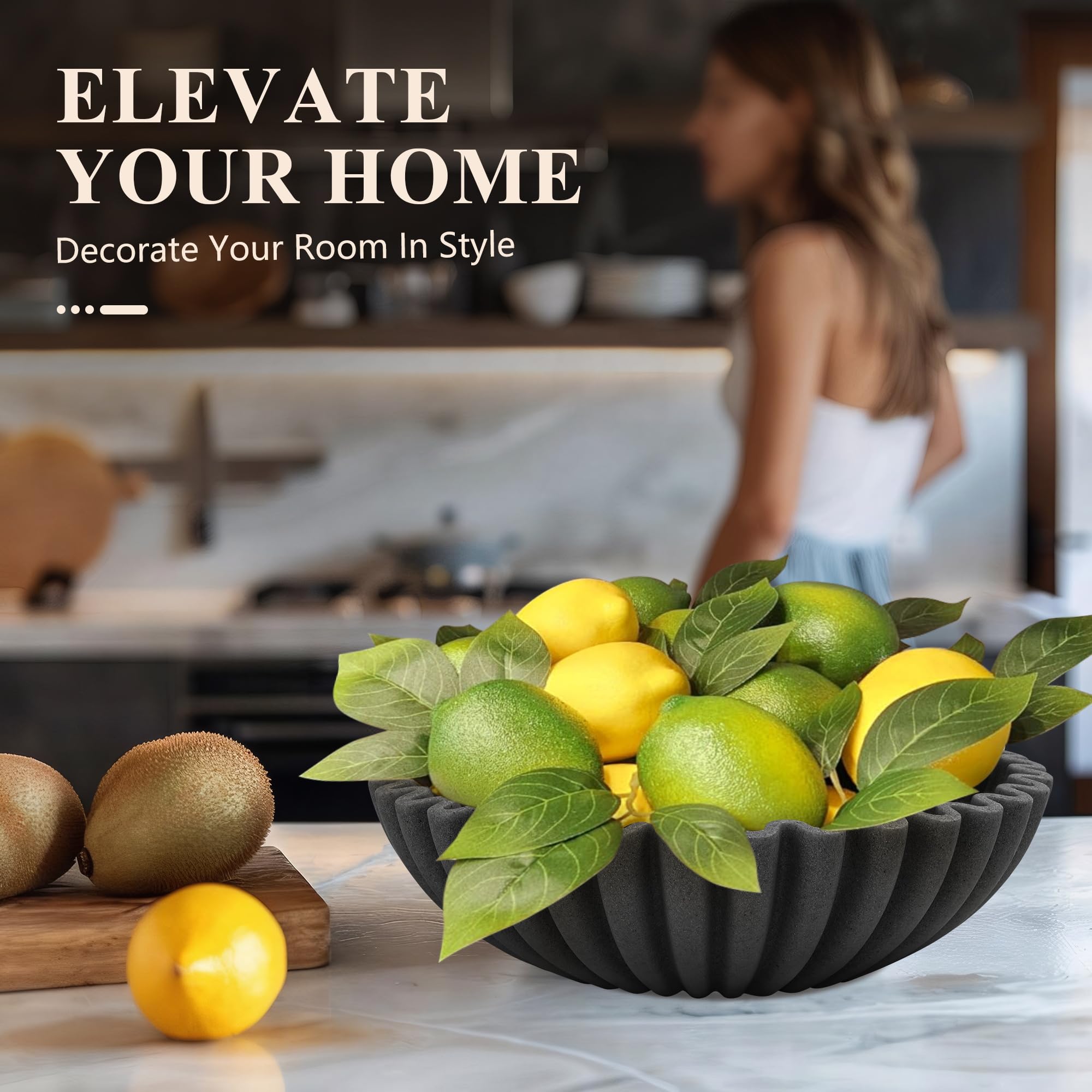 YMXYJM Cuenco decorativo grande, cuencos modernos para decoración del hogar, cuenco de frutas decorativo para cocina, decoración de cuenco con volantes, elegante cuenco para llaves para mesa de