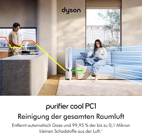 Dyson Purifier Cool™ PC1 Turmventilator Luftreiniger mit HEPA‑H13‑Filter – Leistungsstarke Kühlung & Luftreinigung für Räume bis 23qm, Steuerung über App‑ & Fernbedienung, 350° Rotation (Weiß) - 2