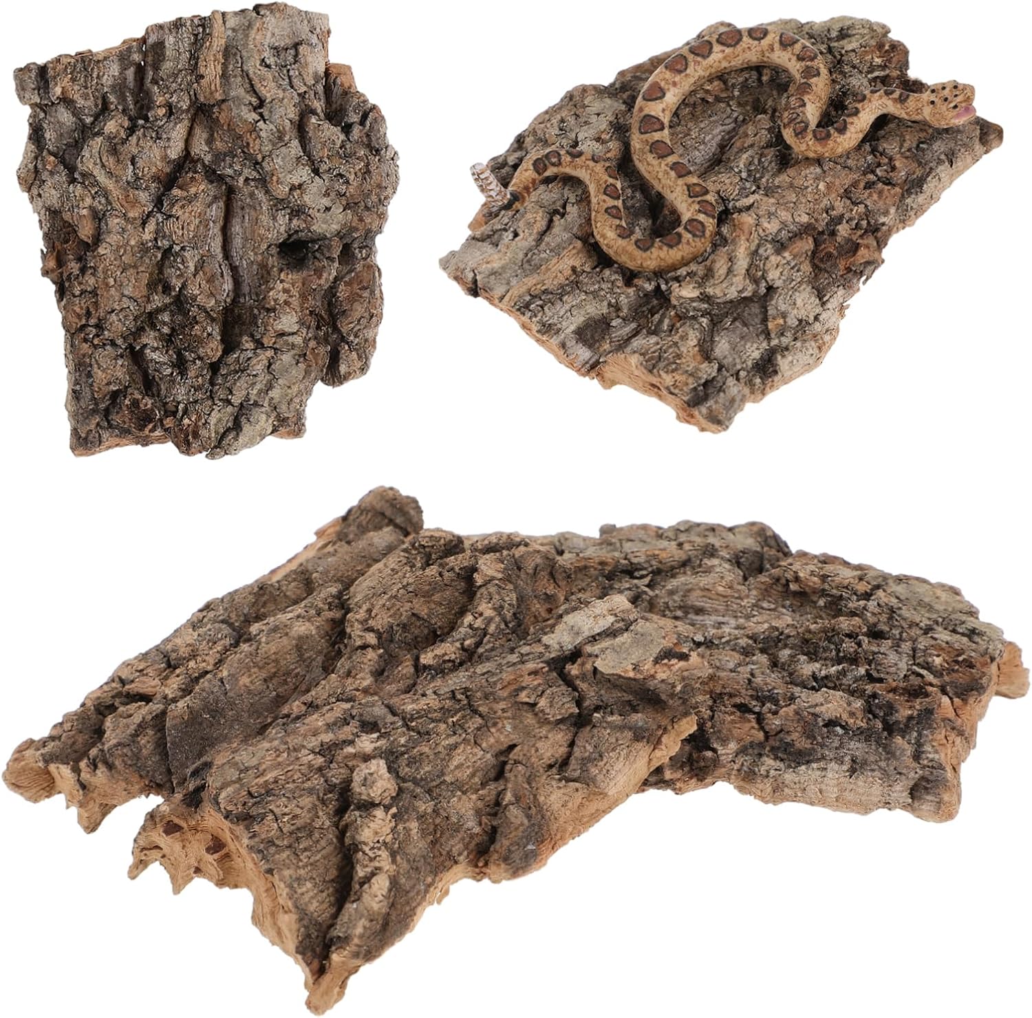 YARNOW 4pcs Reptile Bark Decoration Wooden Animals Cork Bark Lizard Tank Accessories Snake Spiders Bark Reptile Hideout Cork Wood Tank Snake Hide Reptile Tree Bark Decor Decorative Bark