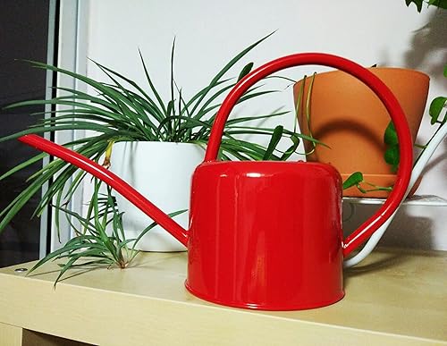 Miniatura 8 de Regadera de metal, estilo retro, magnífica boquilla larga, regadera de hierro, herramienta de jardinería de 1.7 L (verde negruzco)