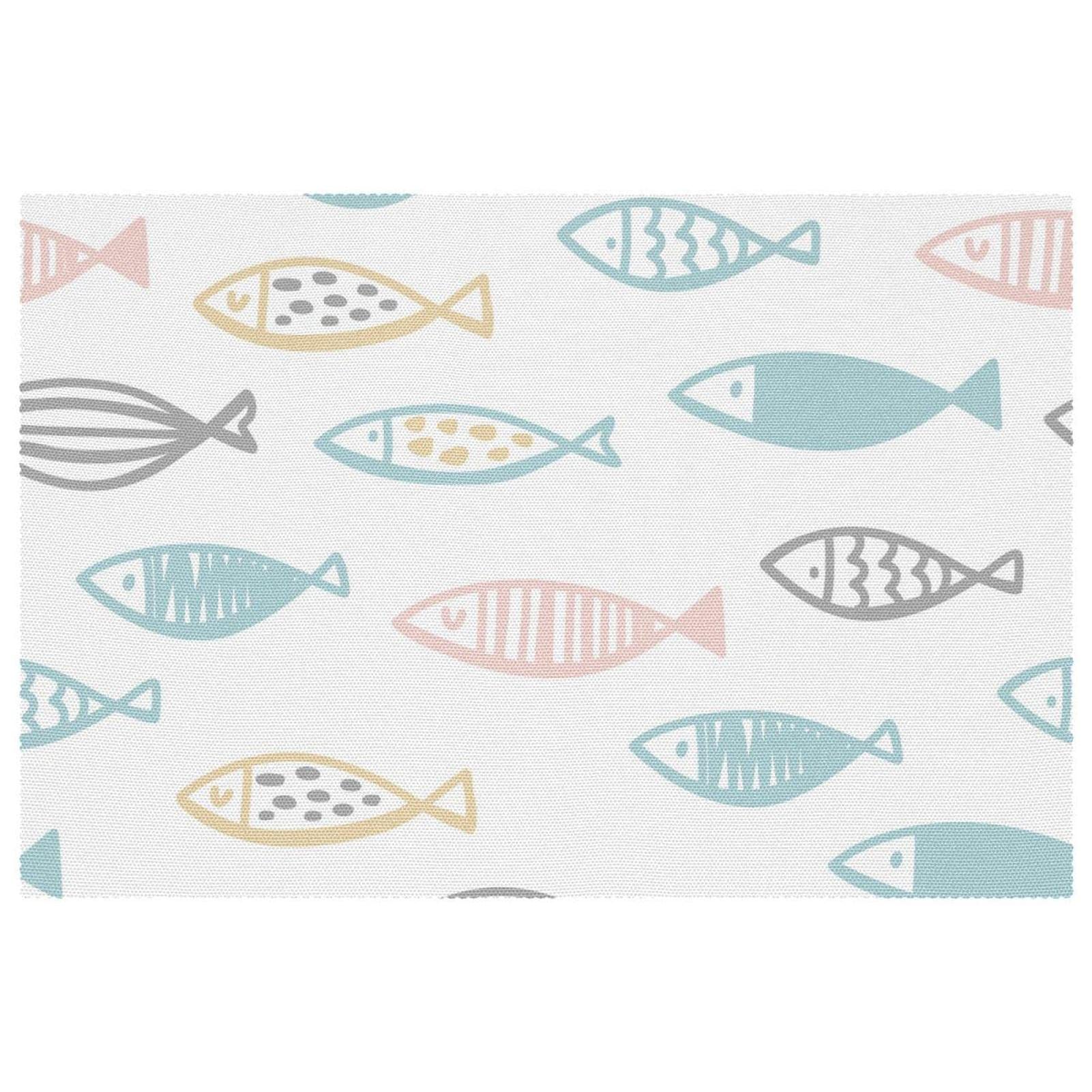 Set de table en forme de poisson blanc résistant chaleur nappe lavable