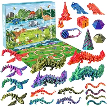 Advent Calendar 2026 Children Small Items for Advent Calendar Boys Girls 24 Days Creative Christmas Gifts for Teenagers Boys 3D Printed Dragon Toy from 1 2 3 4 5 6 7 Years