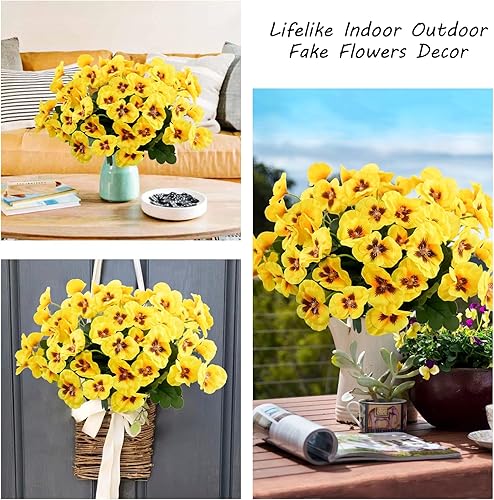 Miniatura 4 de Agusbagli 6 paquetes de flores artificiales, 11.7 pulgadas, resistentes a los rayos UV, margaritas de flores silvestres pequeñas, no se decoloran,