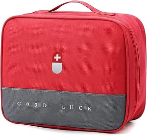 First Aid Kit Bag Red, Empty Medical Storage Bag Survival Medical Kit, Portable Large Emergency Medical Supplies Pouch Bag for Home Outdoor Camping Hiking Travel