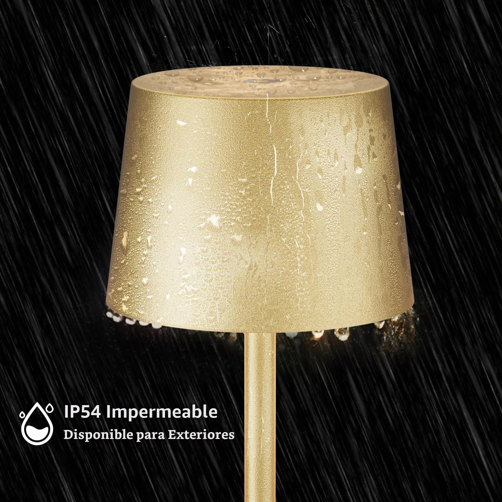 K-Bright Oro Lámparas de Pie Dimmer, 4W Lampara LED de Pie,Lámpara de pie recargable con pilas,Lámpara de pie de lectura con control táctil para iluminación interior exterior(Dorado)