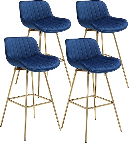 Miniatura 10 de Art Leon Juego de 2 taburetes de bar giratorios con altura de mostrador de 29 pulgadas con respaldo taburete tapizado de terciopelo taburetes de bar