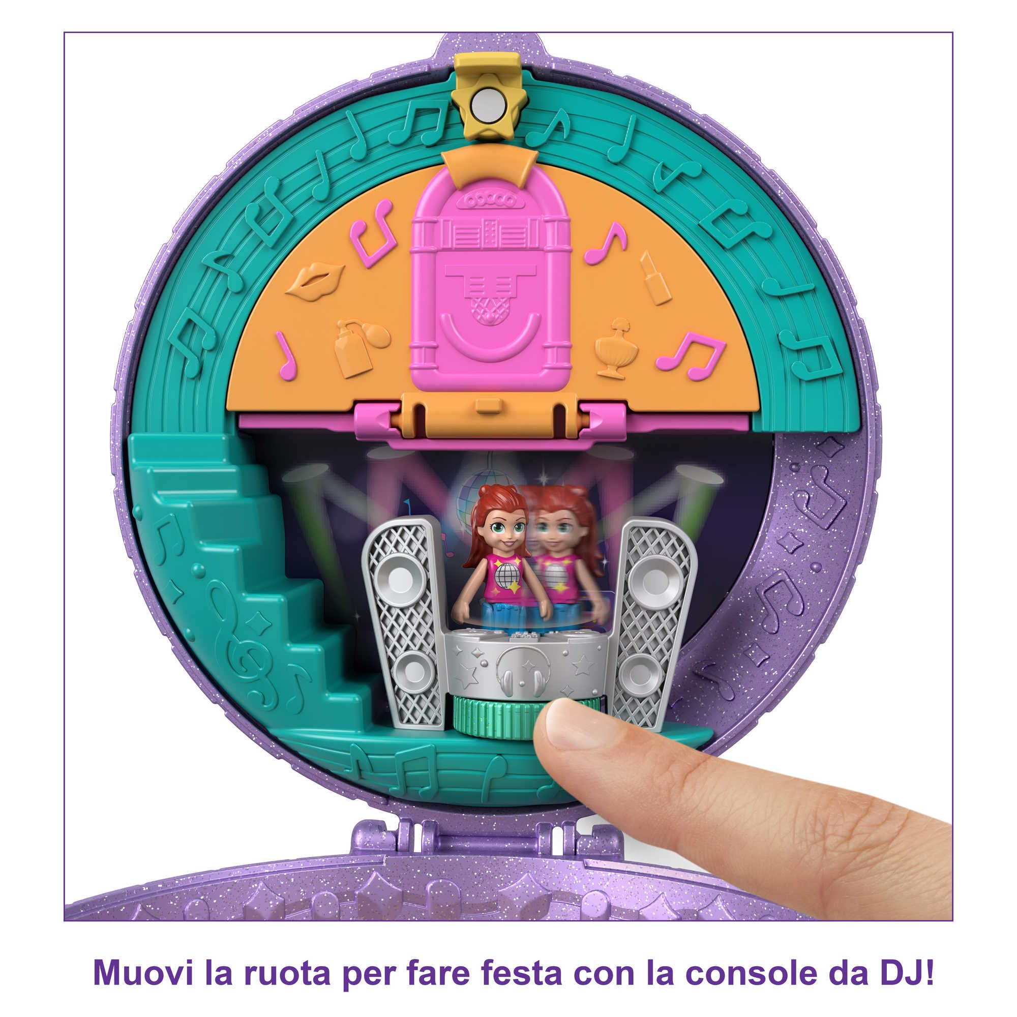 Polly Pocket Double Play - Cofanetto Pattinaggio - Set 2 in 1 Pattinaggio in Discoteca - 2 Bambole - 15 Accessori - Regalo per Bambini 4+ Anni, HCG24