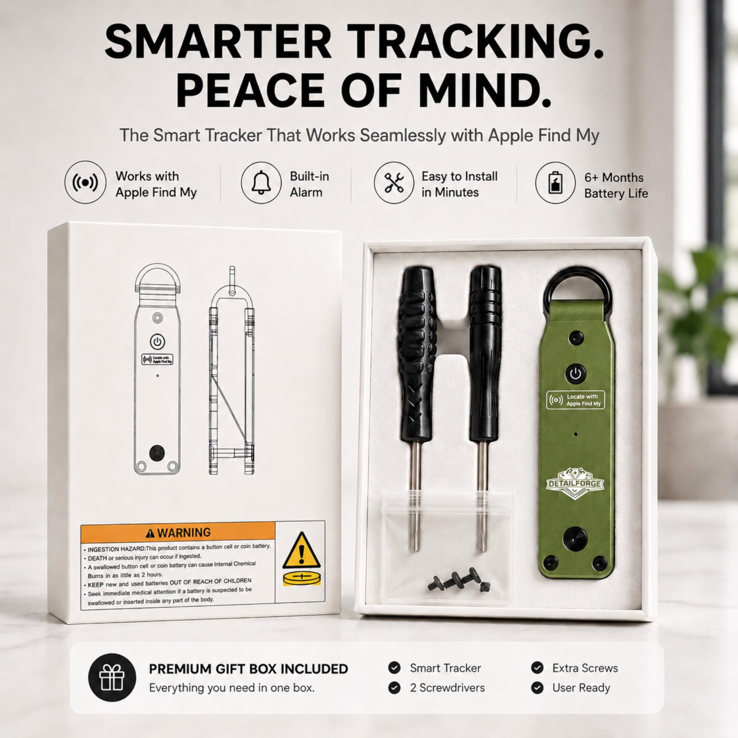 Air Key Organizador de llaves para hasta 4 llaves, compatible con Apple Find My, con función de búsqueda Bluetooth y señal acústica (Verde)