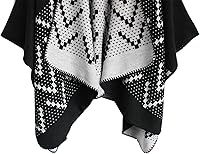 Vista 75 de Urban CoCo Poncho de colores para mujer, chal con frente abierto, color en bloques