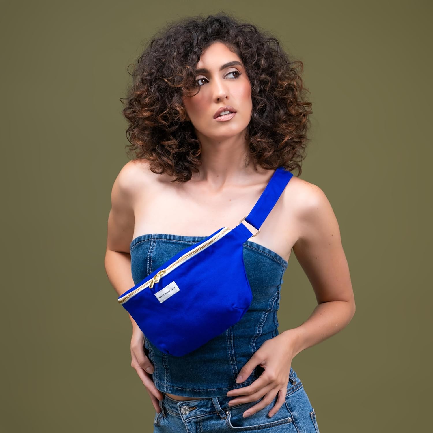 Spacious Indigo Blue Crossbody Belt Bag in Cotton Canvas – Lightweight Comfortable & Elegant Sling Pouch Travel Safe Design & Daily Use – Dual Zippers Fanny Pack for Men & Women - Image 2