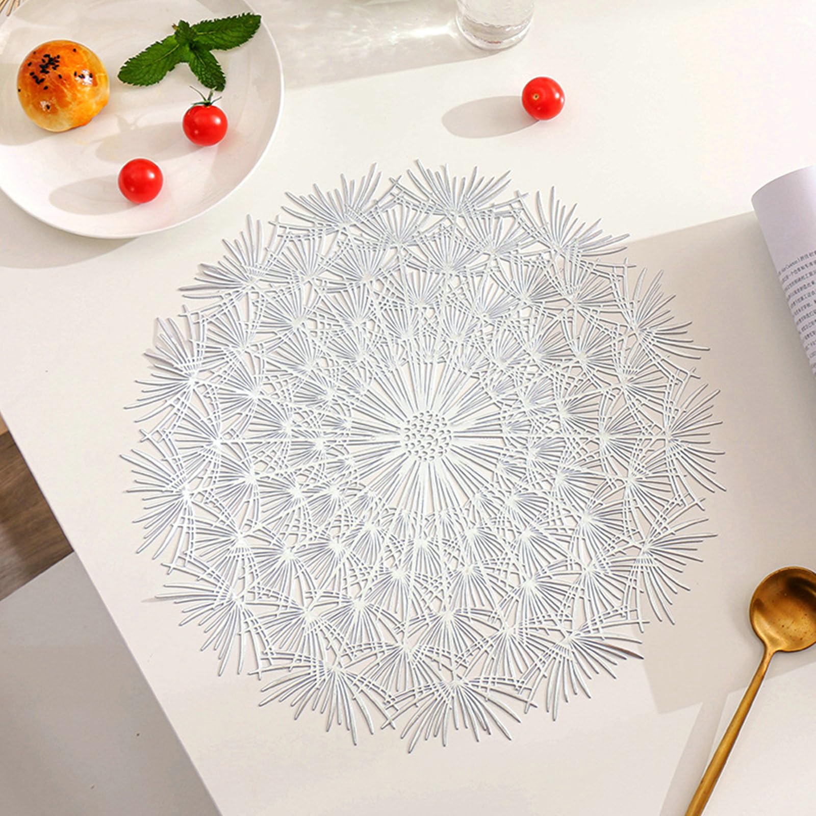 Gualiy Tovagliette da Tavola Set da 10, Tovagliette Pranzo 38CM Dente di Leone Forma Fiore Tovaglietta