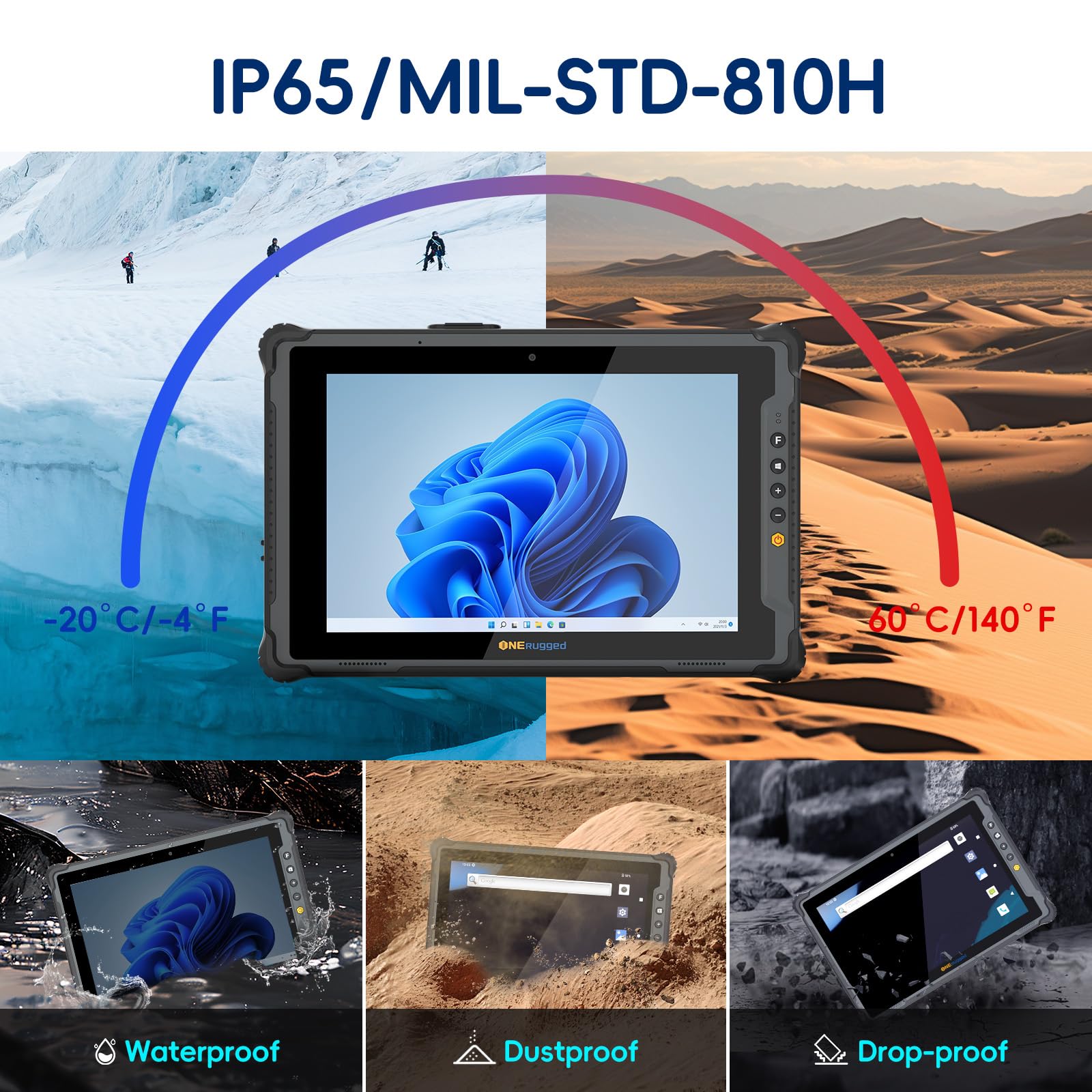 Rugged Tablet M10A, 10,1 Zoll Windows 11 Pro Robustes Tablet, 16GB+128GB, Intel i5-1235U, 5000mAh+860mAh Doppelbatterien, IP65 Wasserdicht, 4G LTE Industrieller Outdoor-PC Für Bauarbeiten