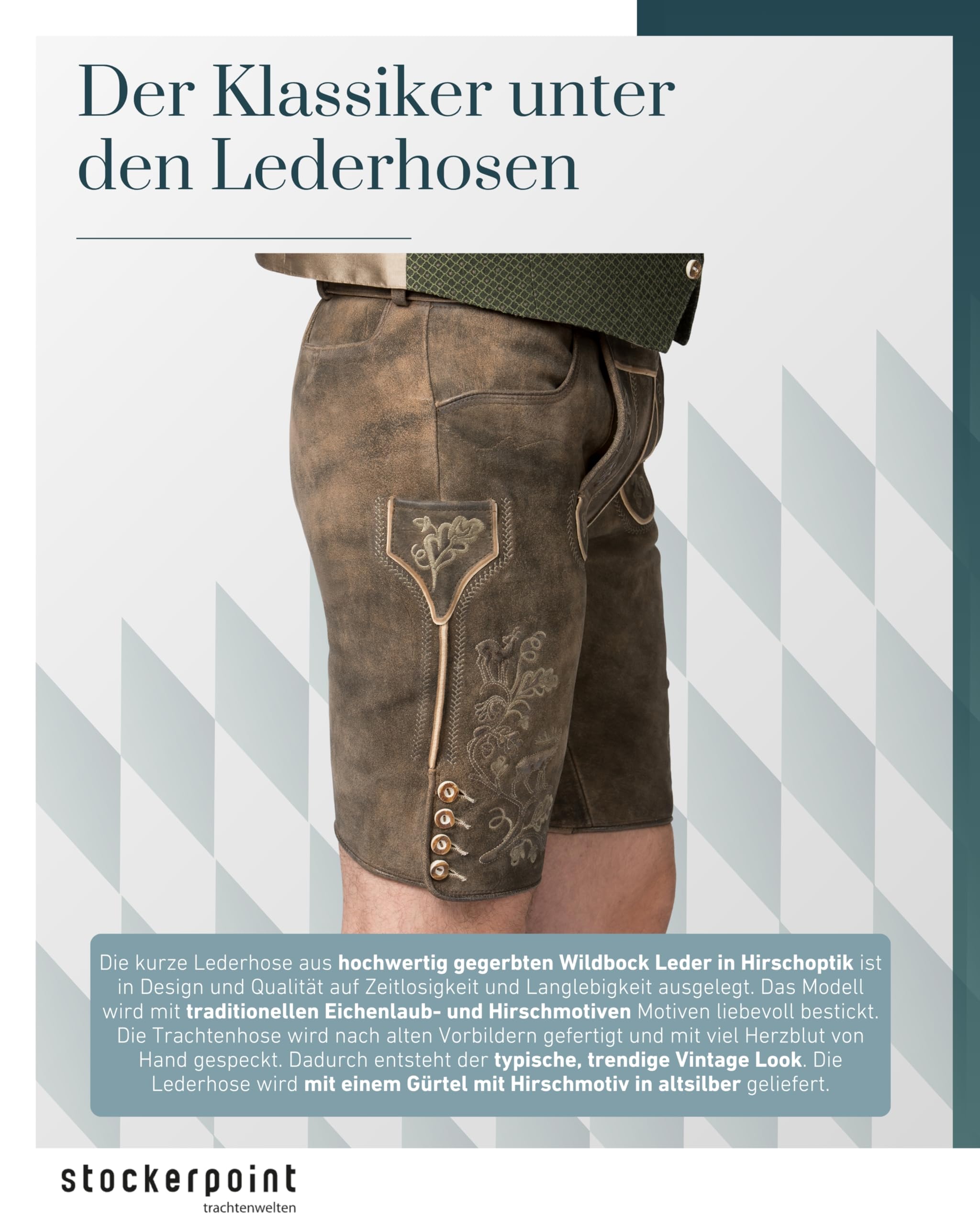 Stockerpoint Herren Trachtenlederhose Trachtenlederhose Bastian