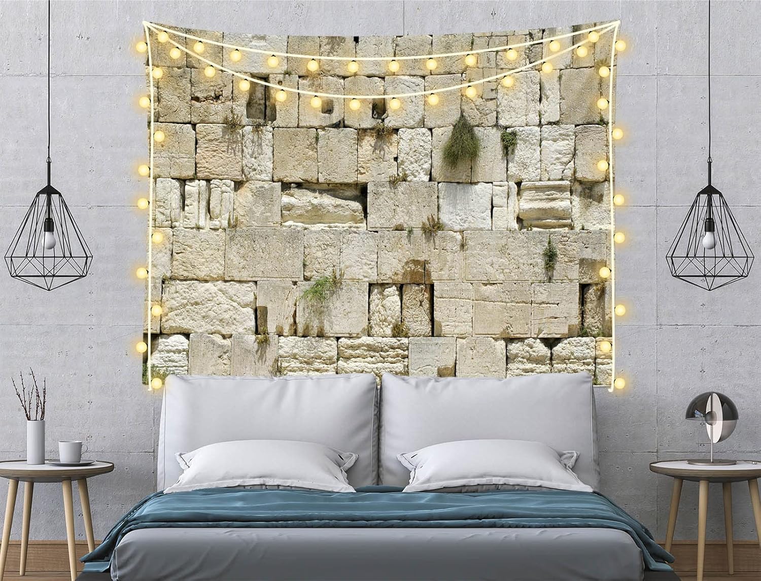 Loccor Jerusalem Tapestry - Ancient Israel Old City Wailing Wall - Religious Wall Hanging for Bedroom, Living Room, Dorm - Home Decor 118x78 Inches