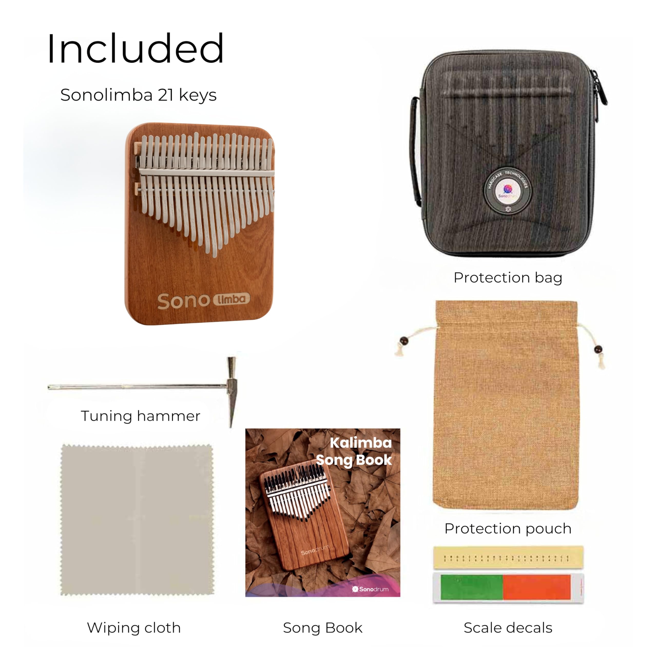 Kalimba – incluso libro di canzoni gratuito + custodia protettiva – pianoforte per pollice/pianoforte a dito/Marimba – C-Dur – facile da suonare – adatto per tutte le età (21 tasti)
