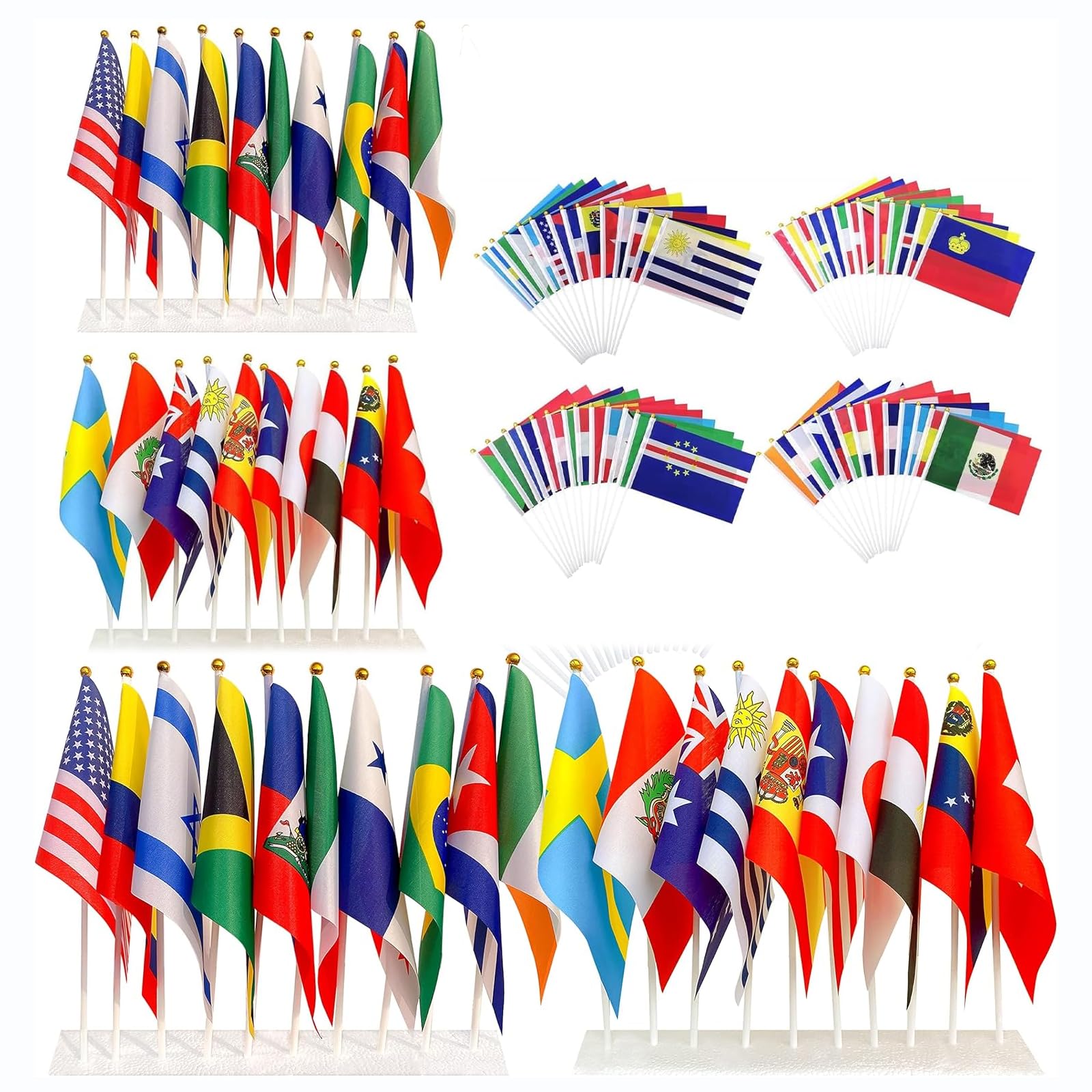 30PCS National Countries Handheld Flags Football Fan Merchandise World Cup Sports Events Party Decorations Soccer Gifts for Family Members Football Fans Waching The Game 14x21cm Random Pattern