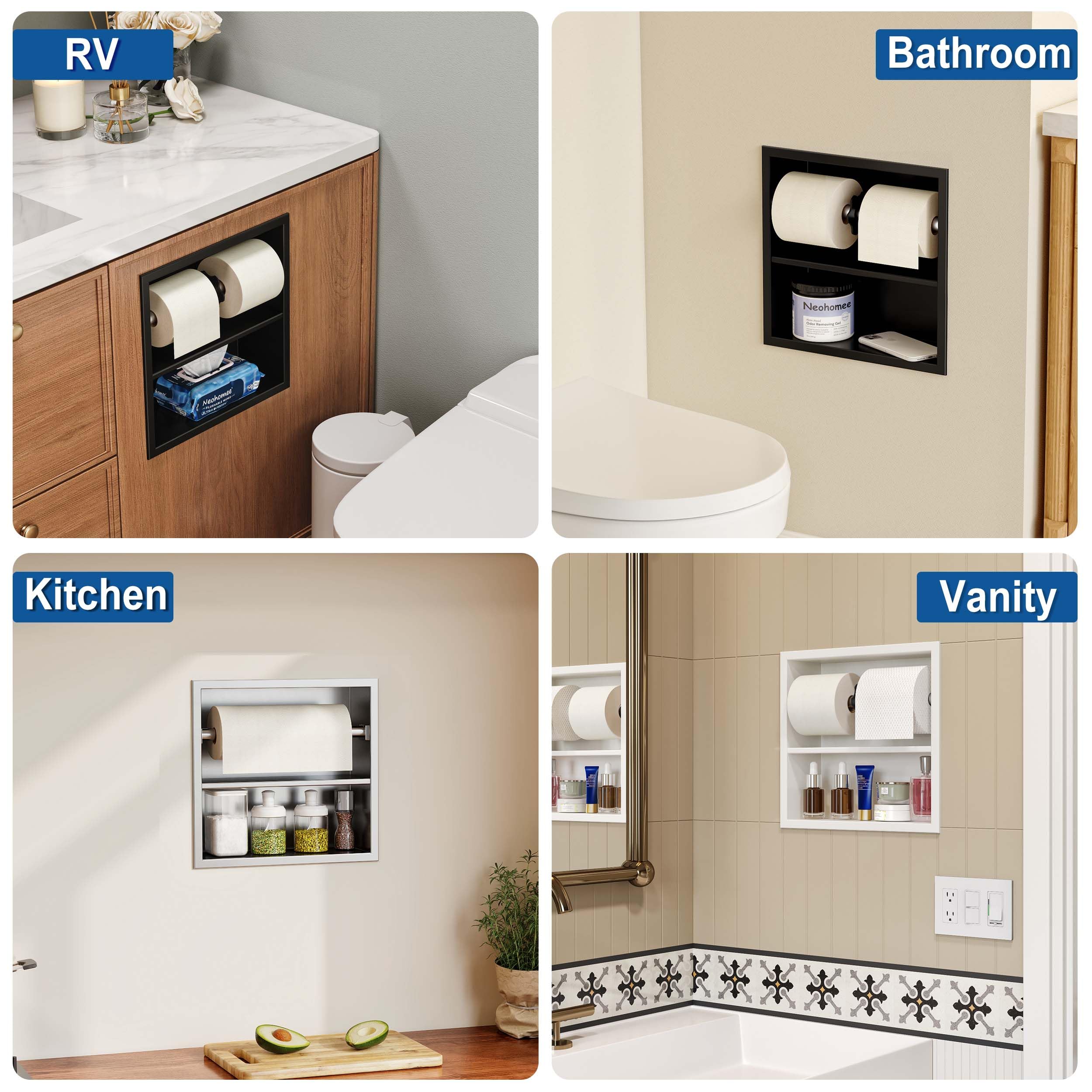 Neodrain Brushed Recessed Toilet Paper Holder,Double Layer,Wet Tissue — Amazon image 9