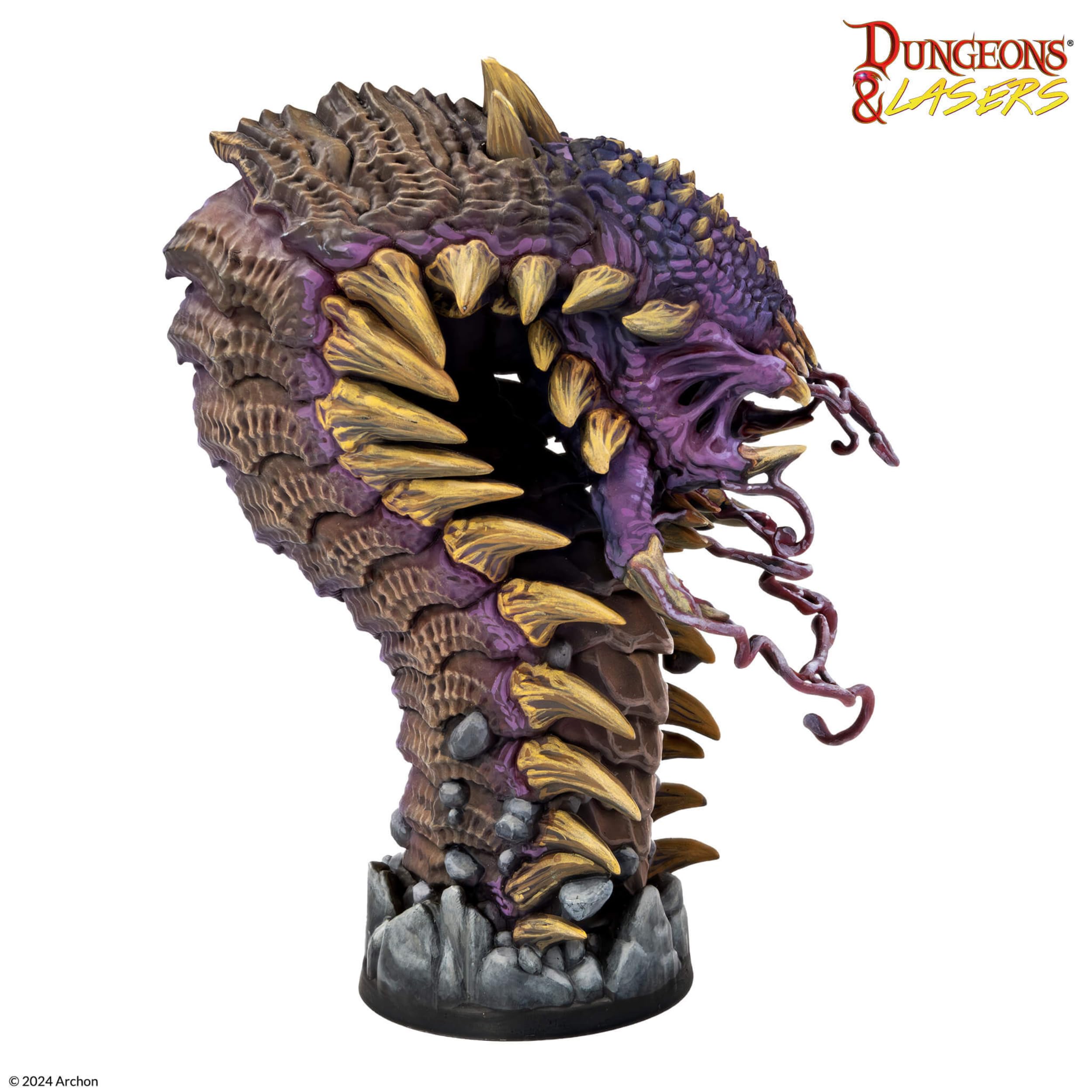 Dungeons & Lasers Sandwyrm Terror of The Dunes DND Miniatura, modelo grande con base escénica, sin pintar, sin montar, para mayores de 14 años