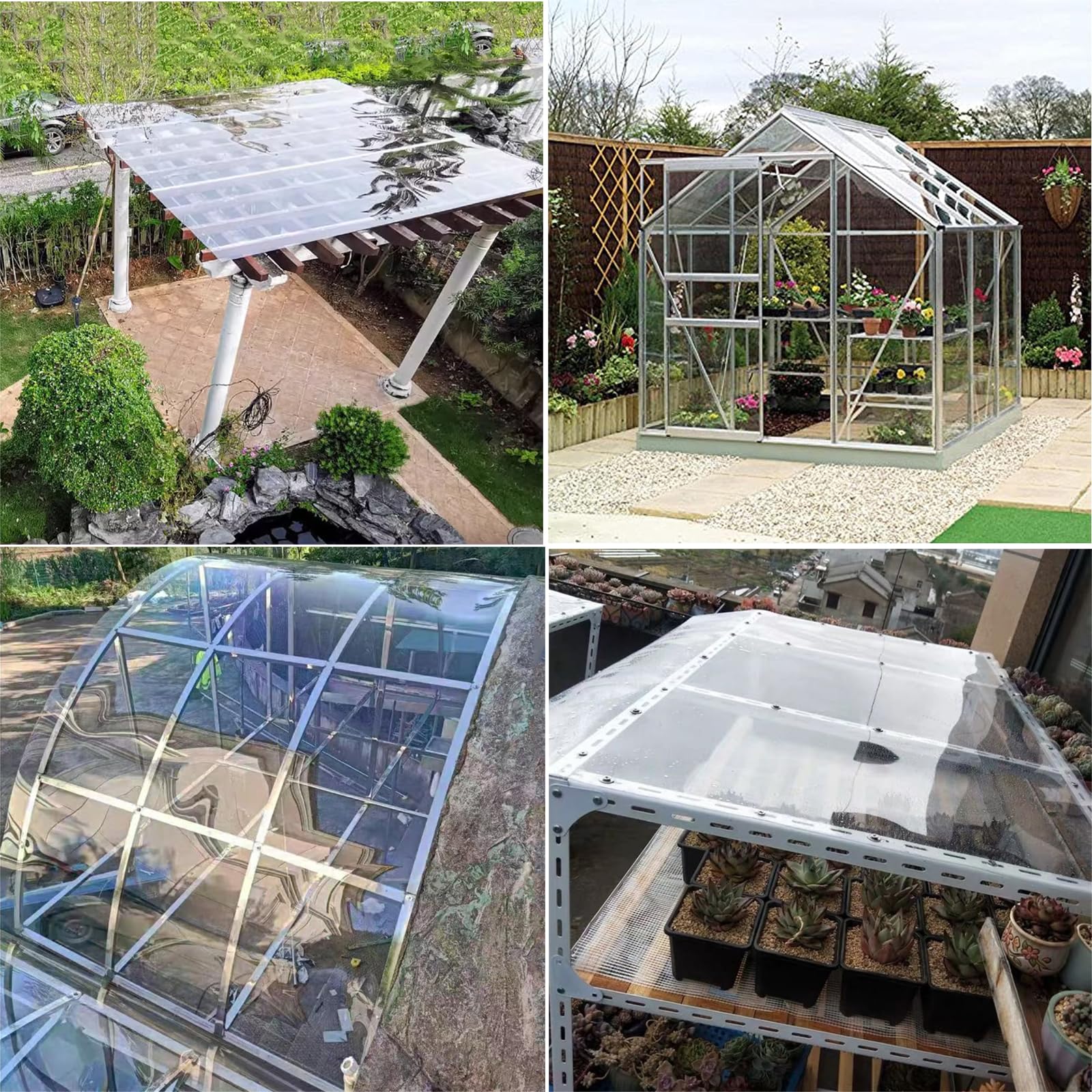 Placas de Invernadero Lámina de Policarbonato Transparentes Planchas de Cubiertas,Paneles de Techo,Tejadillo de Protección contra Sol y Lluvia,Marquesinas Exterior para Jardín (1m x 5m)